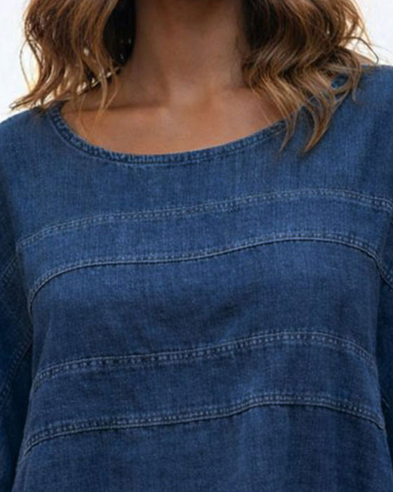 Topp Löst Fladdermusärm Denim