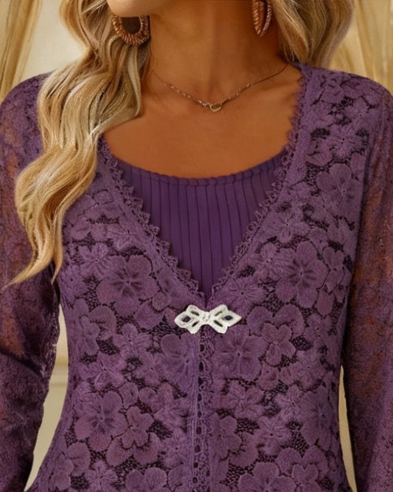 Långärmad Faux Tvådelad Topp