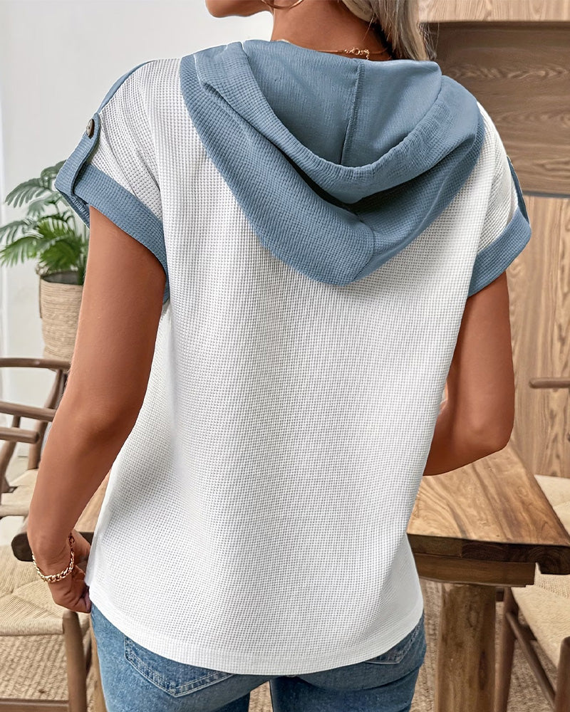 Topp Hoodie Våffla Färgblock