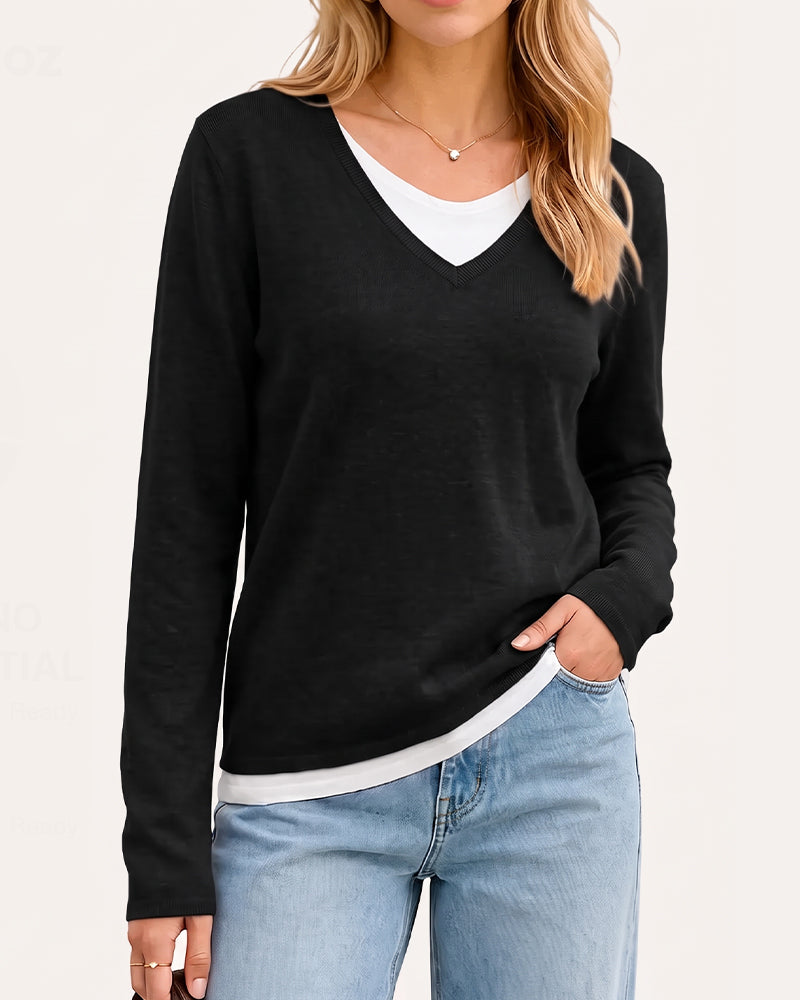 Pullover Casual Faux Tvådelad