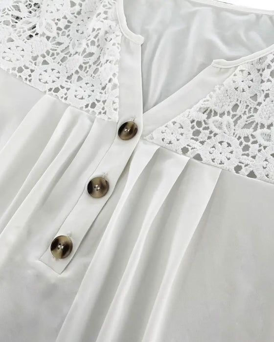 T-Shirt Hålspets Lapptäcke Plisserad