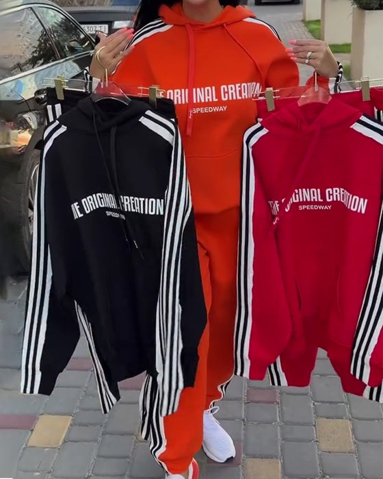 Set Randig Casual Lång Ärm