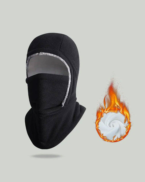 Vinter 2 I 1 Mössa Och Ansiktsmask Vindtät Tjock Fleecefoder För Utomhussport Svart