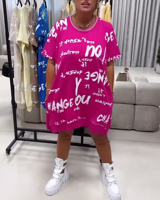 Klänning Löst Bokstavstryck