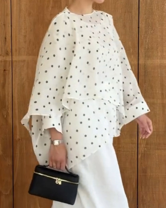 Blus Polka Dot Oregelbunden