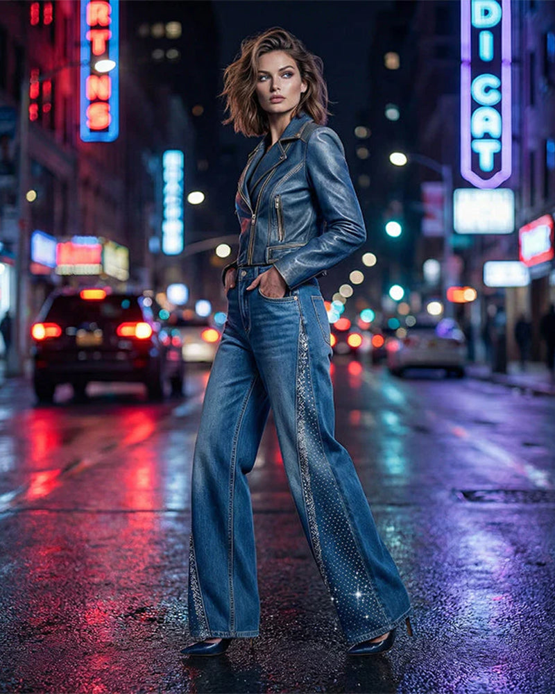 Jeans Lös Passform Tvättad Raka Ben