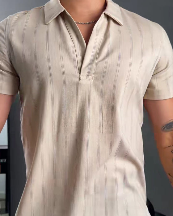 Herrmuddad Avslappnad T-Shirt Med Polokrage