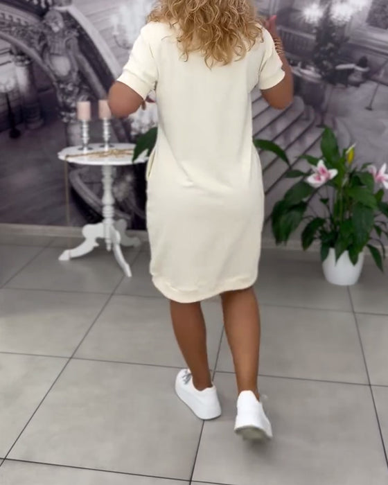 Klänning Mode V-Ringning Kortärmad