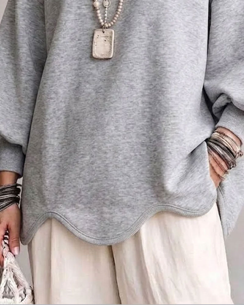 Sweatshirt Rundhals Lykta Ärm Asymmetrisk