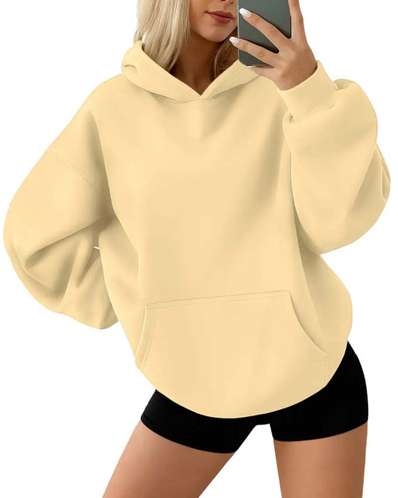 Hoodie Solid Färg Lång Ärm Casual