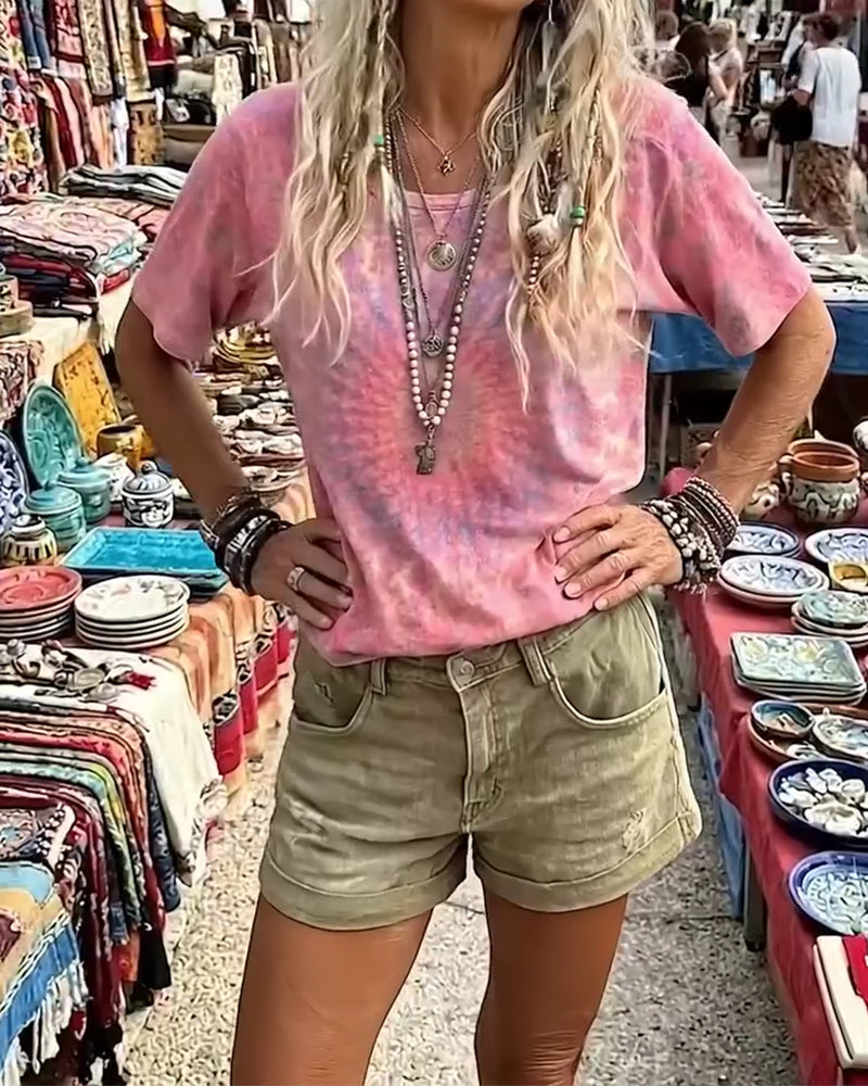 T-Shirt Gradient Knytband Färg