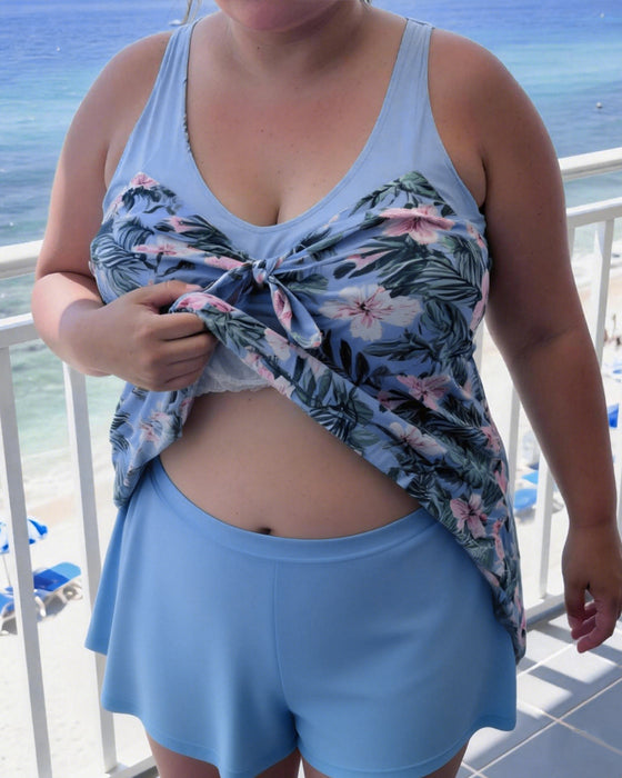 Baddräkt med tryck, avslappnad passform