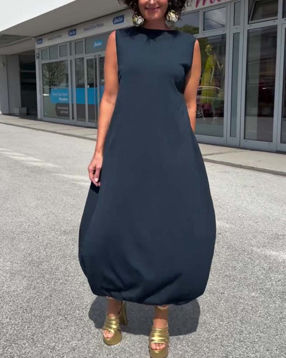 Klänning Mock Neck Ärmlös Lös