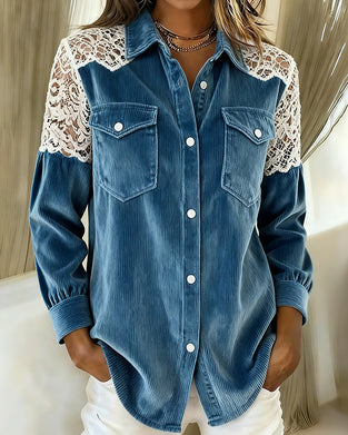 Långärmad Skjorta Med Lapptäcktsdetaljer