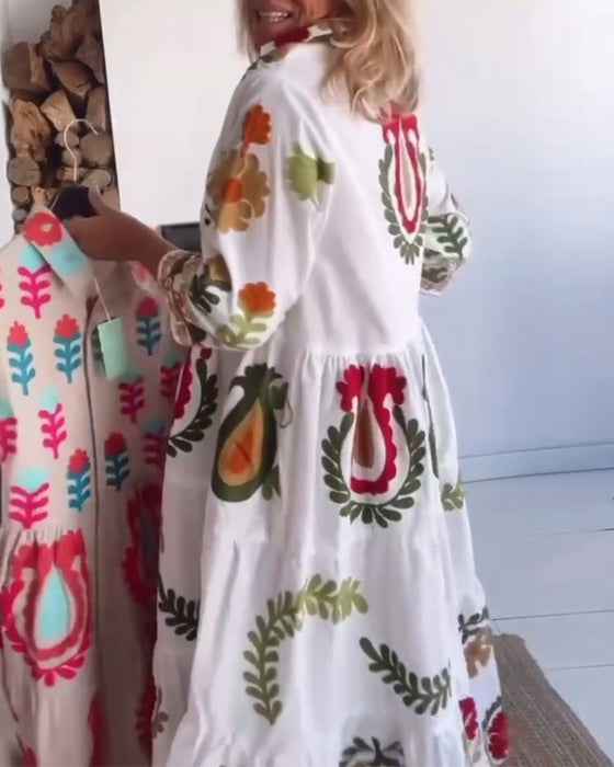 Klänning Blommigt Grafiskt Tryck