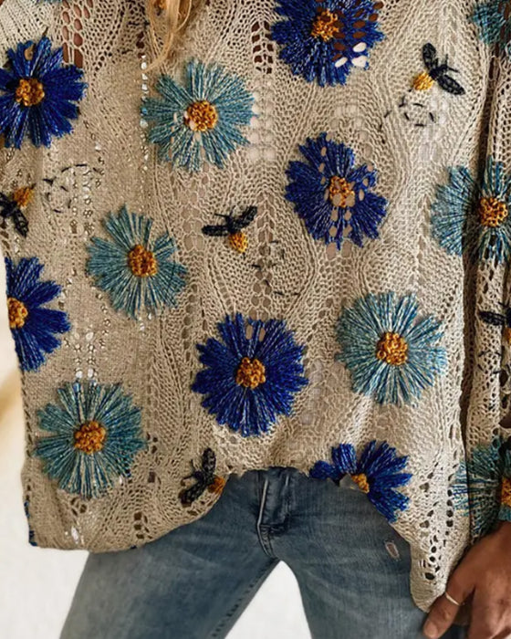 Pullover Omslag Tusensköna Loose Fit Utskuren