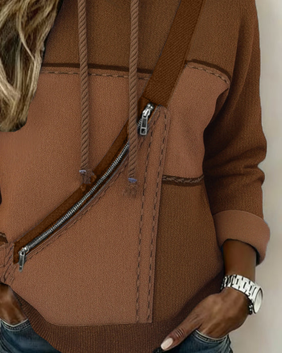 Snygg Färgblocks-Huvtröja