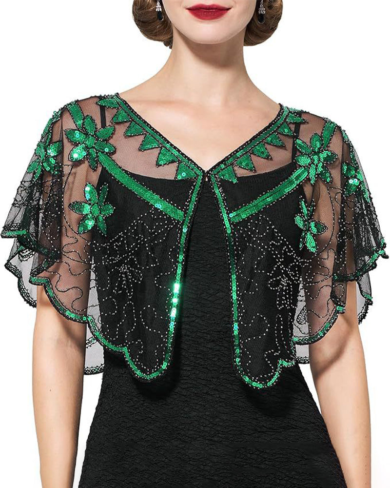 Sjal Vintage Spets med Pärlor