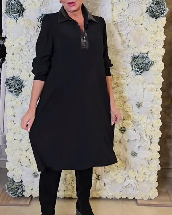 Modeklänning Med Halv Dragkedja Och Krage