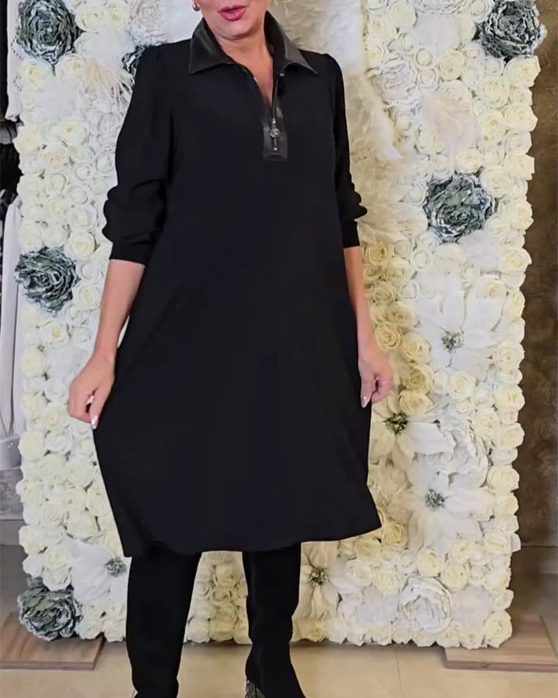 Modeklänning Med Halv Dragkedja Och Krage