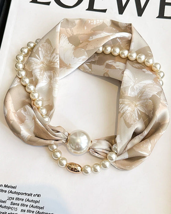 Halsband Lång Pärlprydd Silke