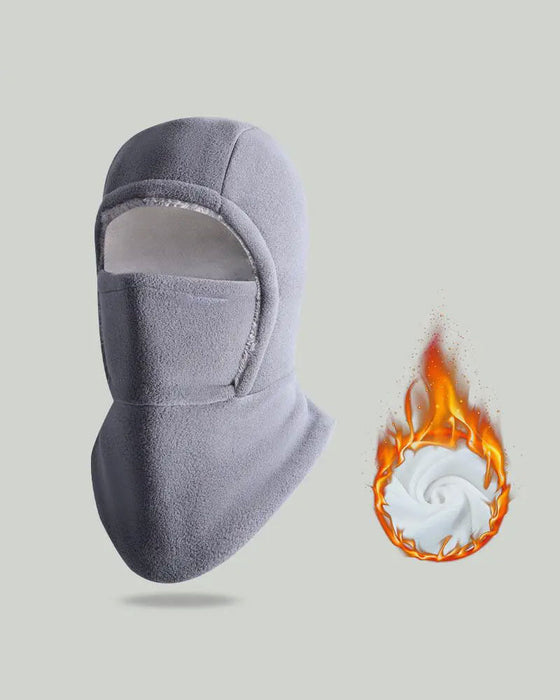 Vinter 2 I 1 Mössa Och Ansiktsmask Vindtät Tjock Fleecefoder För Utomhussport Svart