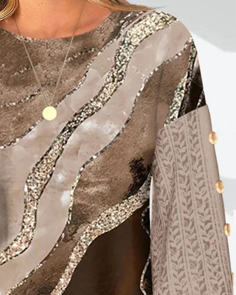 Topp 3D Digitaltryckt Stickad