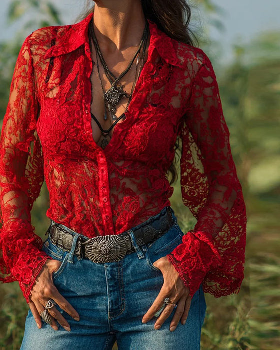 Krage Skjorta I Enfärgad Design Med Långa Ärmar