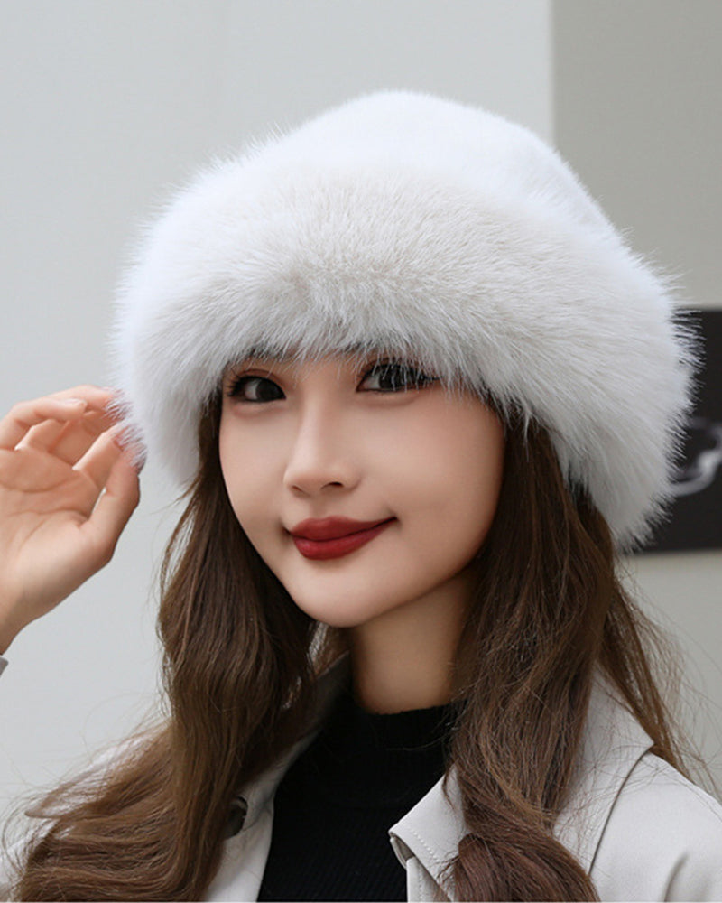 Mongolisk Stil Tjock Varm Plyschmössa För Kvinnor