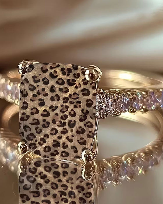 Ring Leopardtryck Fyrkantig Statement