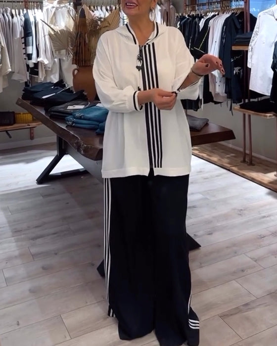 Huva randig avslappnad tvådelar