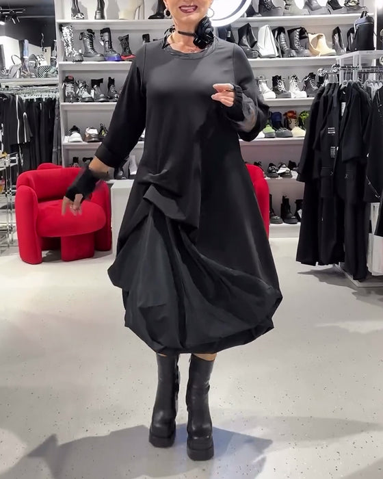 Klänning enfärgad fashionabla lapptäcke