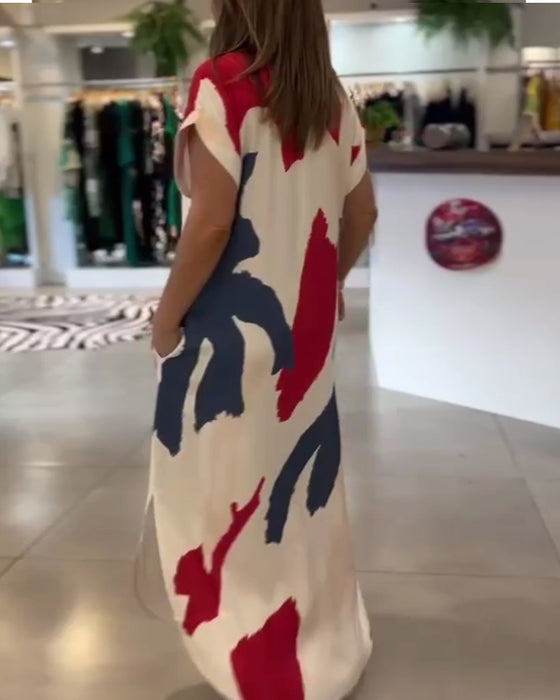 Klänning Kortärmad Tryckt