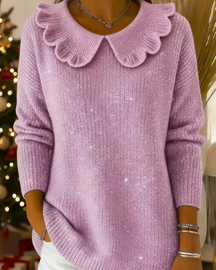 Pullover Slag Räfflad Skimmer Figursydd