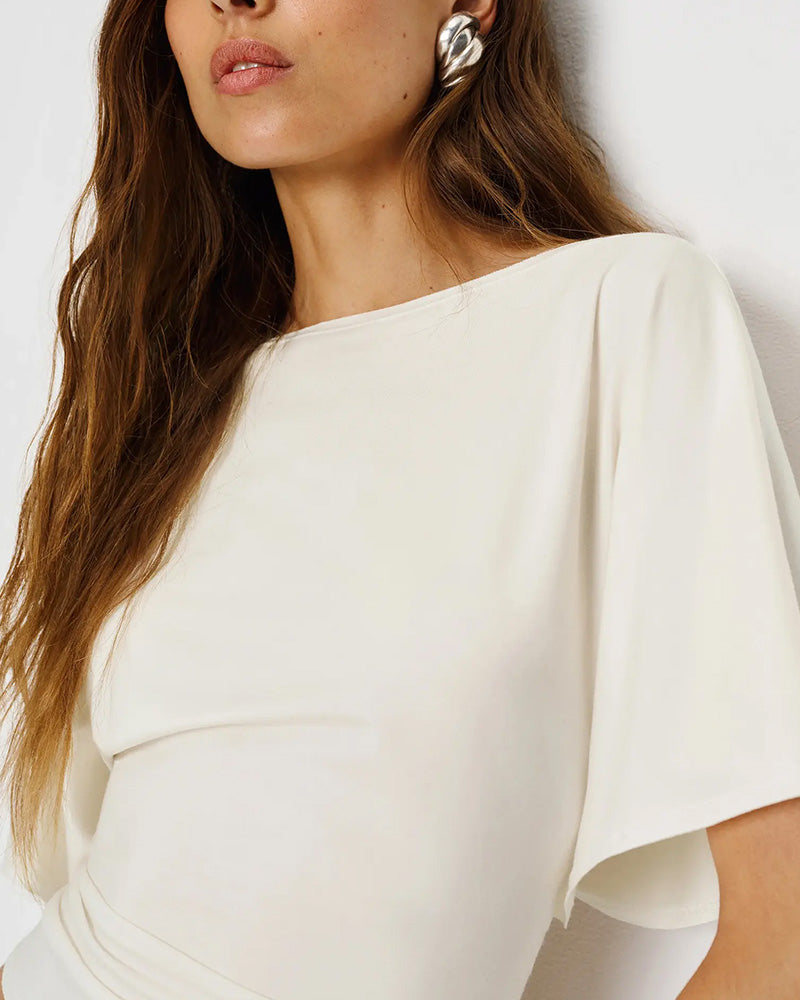 T-Tröja Båtringning Fladdermusärm Midjeavsnörd Kort