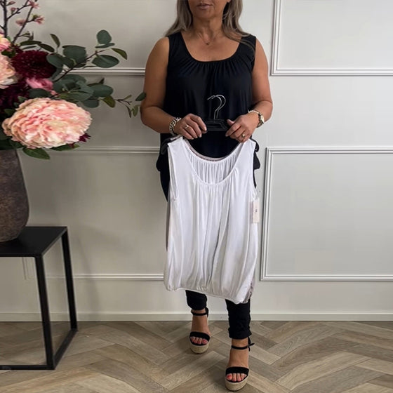 Linne Ärmlös Enfärgad Plisserad