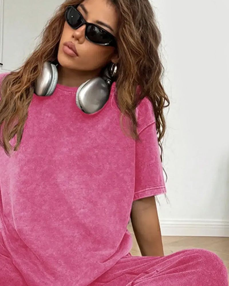 Set Distressed Kort Ärm Casual