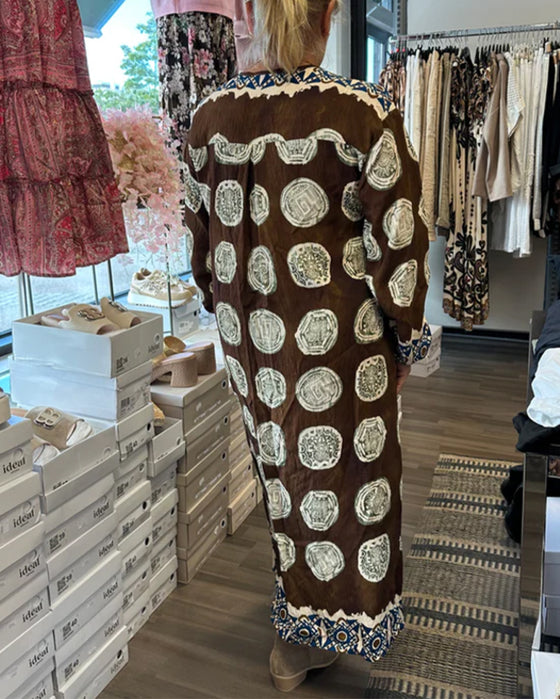 Klänning Långärmad Urringad Tryckt