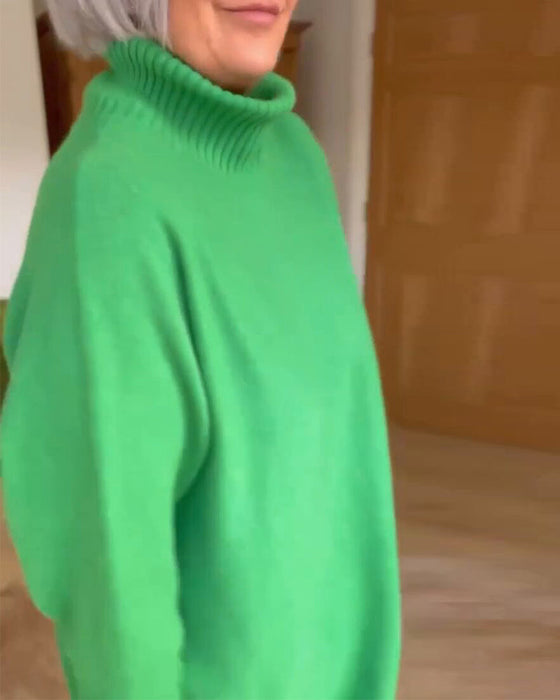 Avslappnad Hög halsad Tröja