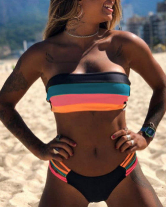 Sexiga bikinis med färgblocktryck