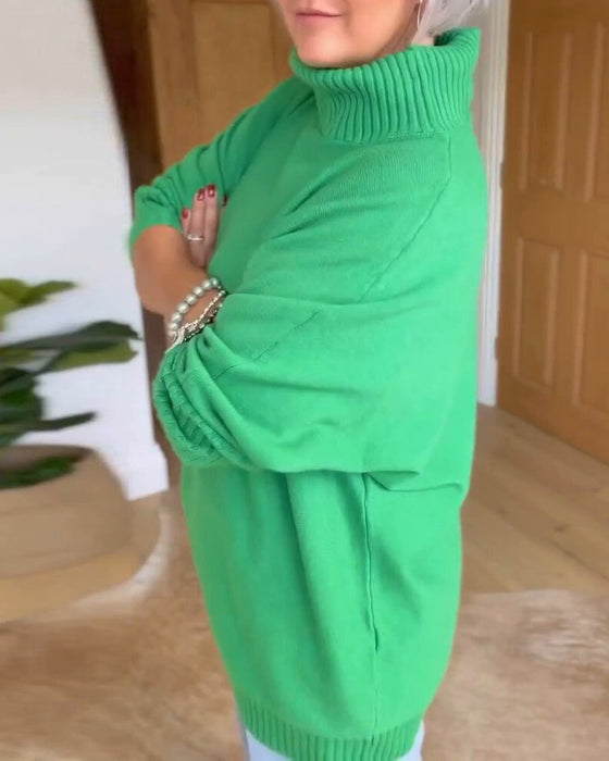 Avslappnad Hög halsad Tröja