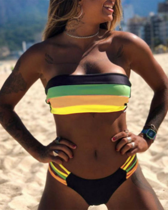 Sexiga bikinis med färgblocktryck