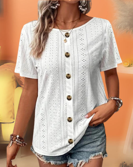 Enfärgad T-shirt med rund hals