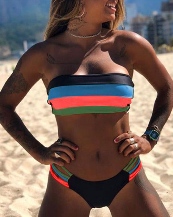 Sexiga bikinis med färgblocktryck