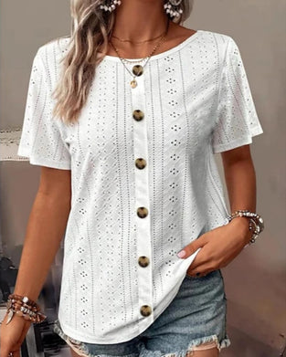 Enfärgad T-shirt med rund hals