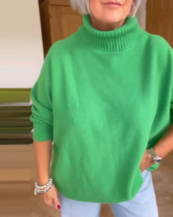 Avslappnad Hög halsad Tröja