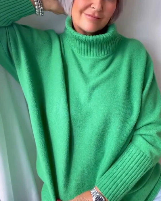 Avslappnad Hög halsad Tröja