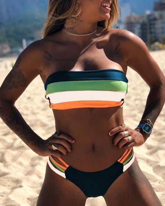 Sexiga bikinis med färgblocktryck