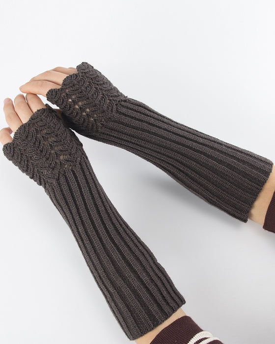 Halvfinger handskar med stickad