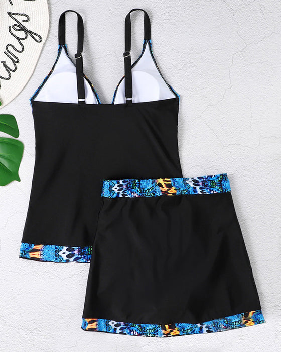 Tankini-kjol med öppen rygg och tryckt